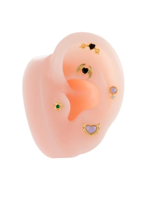 HISON Brass Cubic Zirconia Heart Chain Tassel Minimalist Single Earring 3