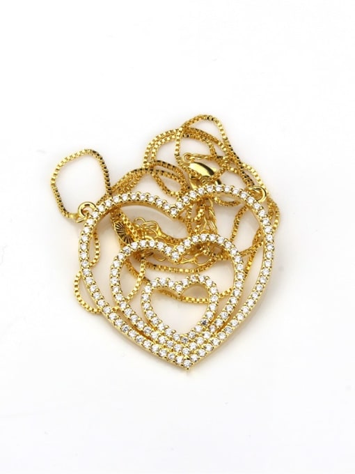 Gold plated white zircon Brass Heart Cubic Zirconia Dainty Pendant