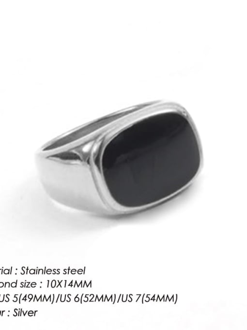 Steel black US6 52mm Stainless steel Acrylic Geometric Vintage Band Ring