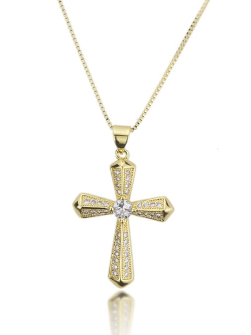 renchi Brass Cubic Zirconia Cross Dainty Regligious Necklace 0