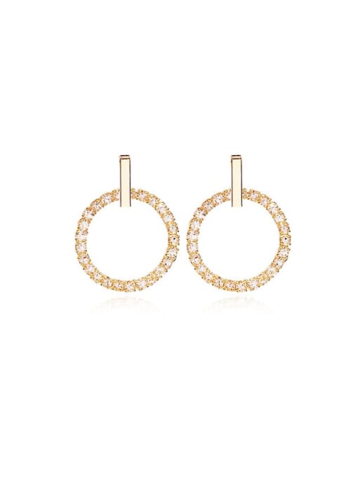 gold Copper Cubic Zirconia Geometric Minimalist Stud Trend Korean Fashion Earring