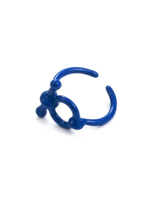 Blue hollowed out (6-7 ring) Zinc Alloy Enamel Geometric Minimalist Band Ring