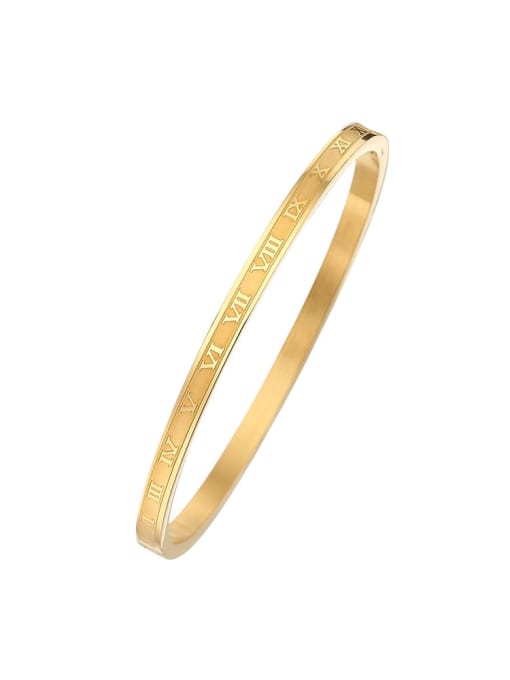 4mm gold Stainless steel Letter Minimalist Band Bangle