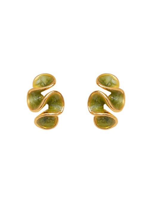 HYACINTH Brass Enamel Flower Minimalist Stud Earring 3