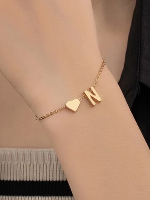 Desoto Stainless steel Letter Heart Minimalist Link Bracelet 1