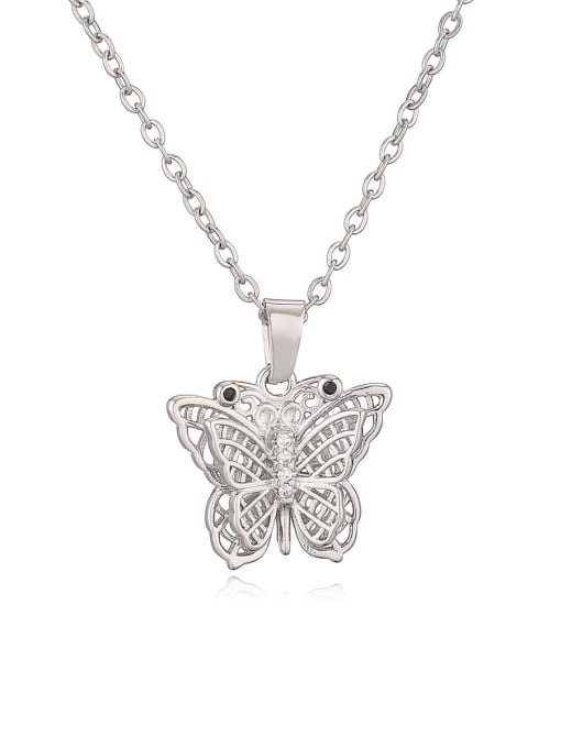 24427 Brass Hollow Butterfly Minimalist Necklace
