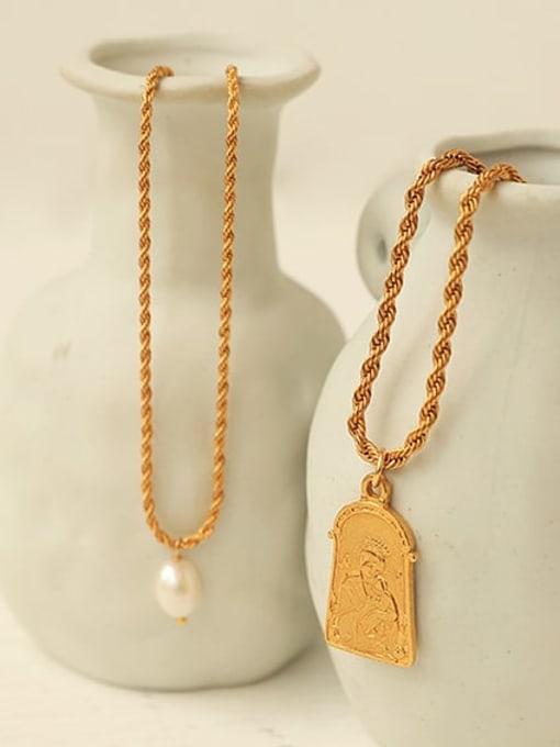 ACCA Brass Imitation Pearl Geometric Vintage Necklace 2