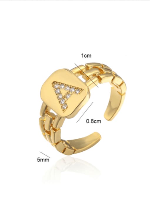 AOG Brass Cubic Zirconia Letter Vintage Band Ring 4