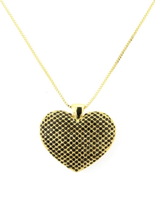 Black zircon Brass Cubic Zirconia Heart Dainty Necklace