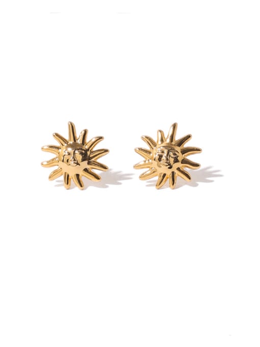golden Brass Sun Flower Vintage Stud Earring