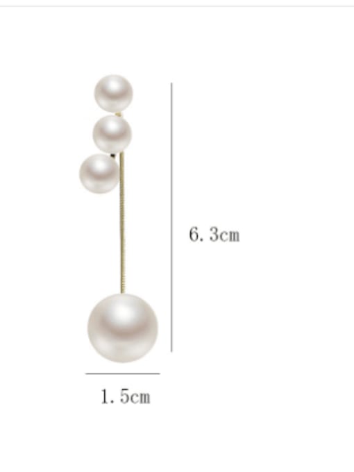 SUUTO Brass Imitation Pearl Geometric Minimalist Drop Earring 2