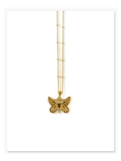 Golden butterfly Titanium Steel Butterfly Vintage Necklace