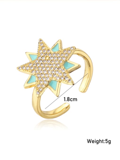 AOG Brass Cubic Zirconia Five-Pointed Star Vintage Band Ring 4