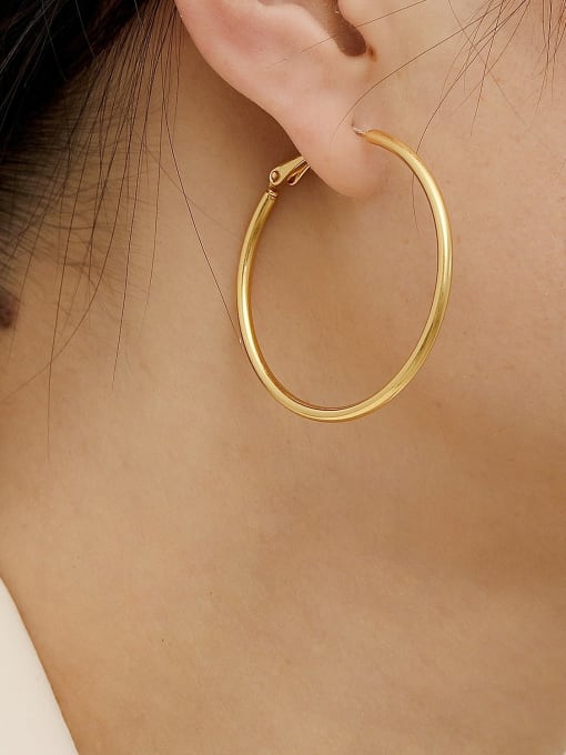 HYACINTH Brass Round Minimalist Hoop Trend Korean Fashion Earring 1
