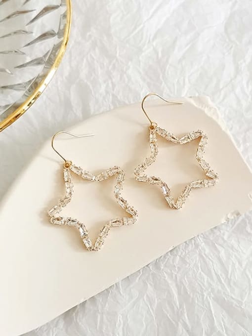 HYACINTH Copper Cubic Zirconia Star Minimalist Hook Trend Korean Fashion Earring 1