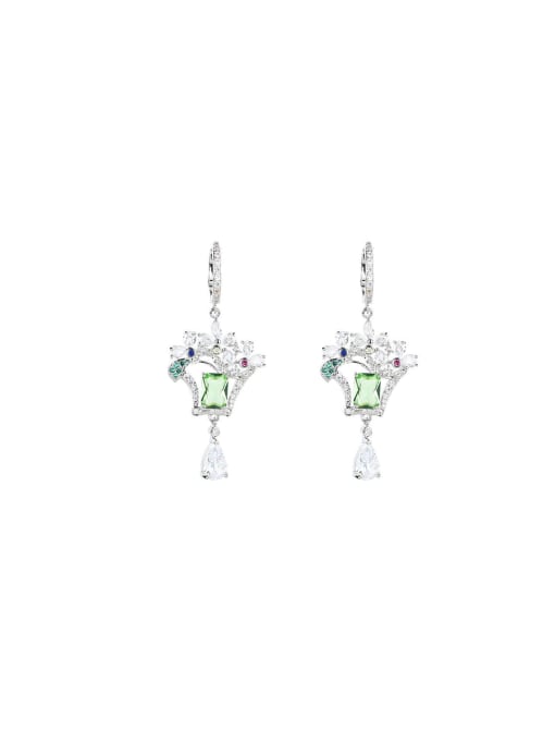 White green Brass Cubic Zirconia Water Drop Luxury Drop Earring