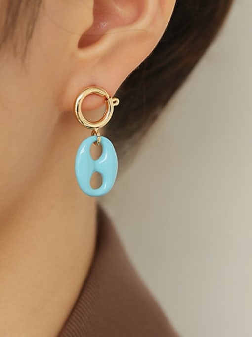Light blue Brass Enamel Geometric Minimalist Drop Earring