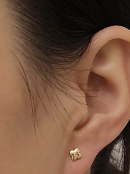 ACCA Bronze Cubic Zirconia Cross Minimalist Stud Earring 1
