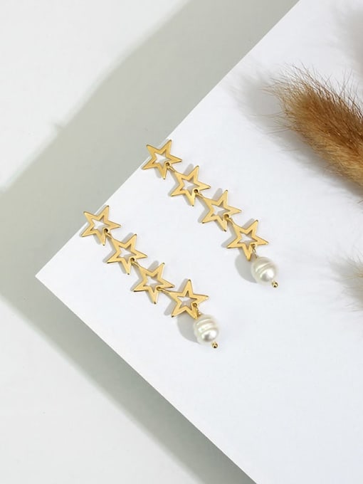 matte  gold Copper Imitation Pearl Tassel  Minimalist long Drop Trend Korean Fashion Earring
