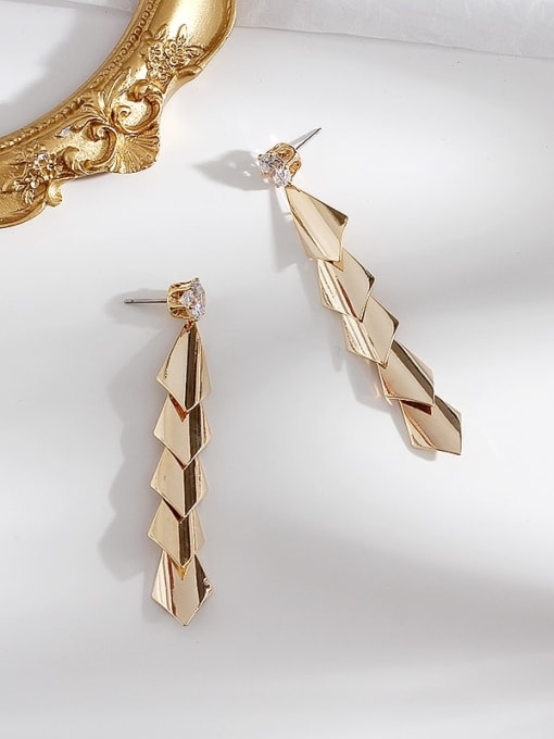 HYACINTH Copper Smooth Geometric Minimalist Long Drop Trend Korean Fashion Earring 3