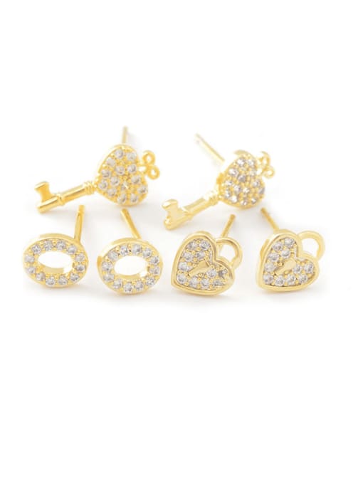 Gold E901 Brass Cubic Zirconia Key Dainty Stud Earring