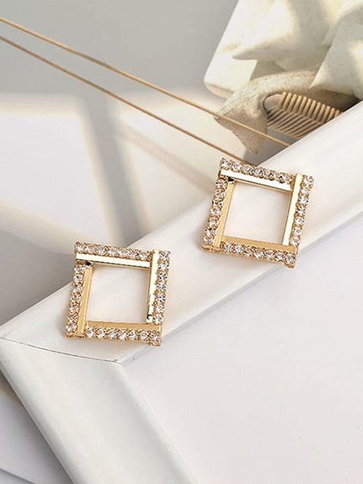 HYACINTH Copper Cubic Zirconia Geometric Dainty Stud Trend Korean Fashion Earring 3