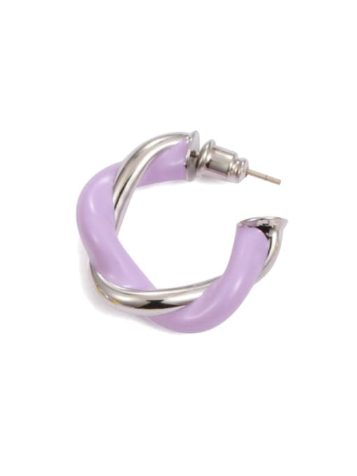 Purple  steel (Single ) Brass Enamel Geometric Minimalist Single Earring