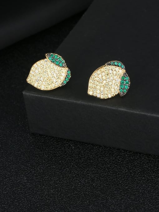 OUOU Brass Cubic Zirconia Friut Luxury Stud Earring