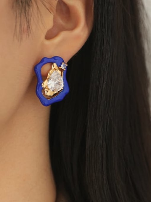 ACCA Brass Imitation Pearl Geometric Vintage Stud Earring 1