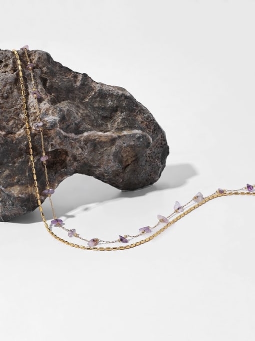 TINGS Brass Natural Stone Irregular Vintage Multi Strand Necklace 3