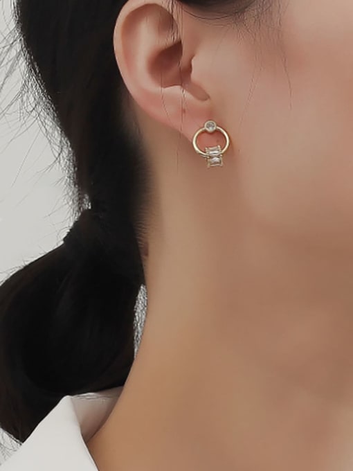 HYACINTH Copper Cubic Zirconia Geometric Dainty Drop Trend Korean Fashion Earring 1