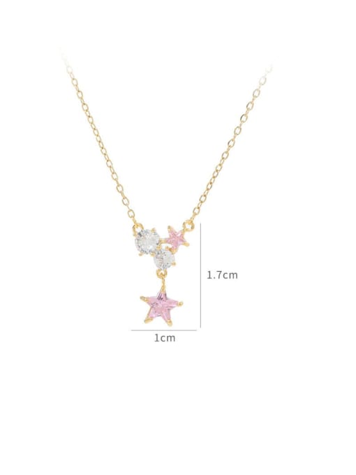 YOUH Brass Cubic Zirconia Pink Star Dainty Necklace 1
