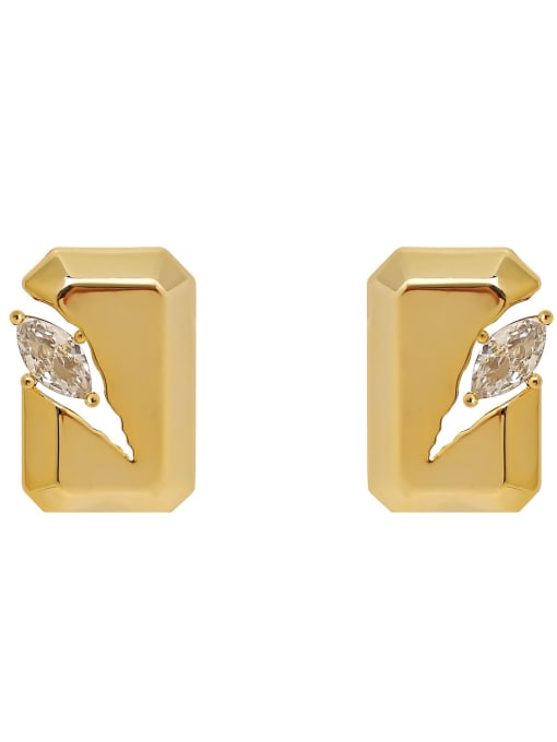HYACINTH Brass Cubic Zirconia Geometric Minimalist Stud Earring 2