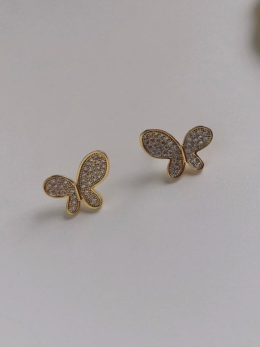HYACINTH Copper Cubic Zirconia Butterfly Cute Stud Trend Korean Fashion Earring 3
