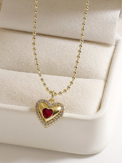 HYACINTH Brass Cubic Zirconia Heart Minimalist Necklace