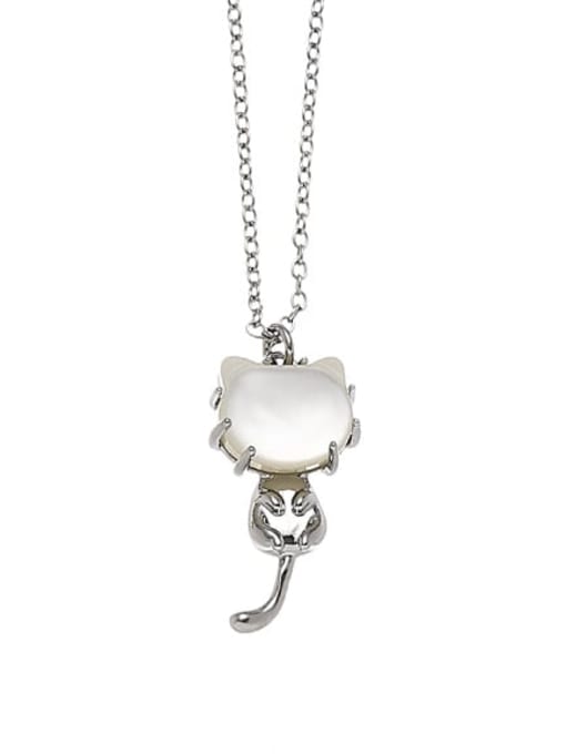 Platinum necklace Brass Shell Cat Minimalist Necklace