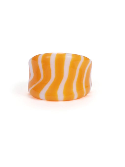 Orange white stripe Hand Glass  Multi Color Geometric Minimalist Band Ring