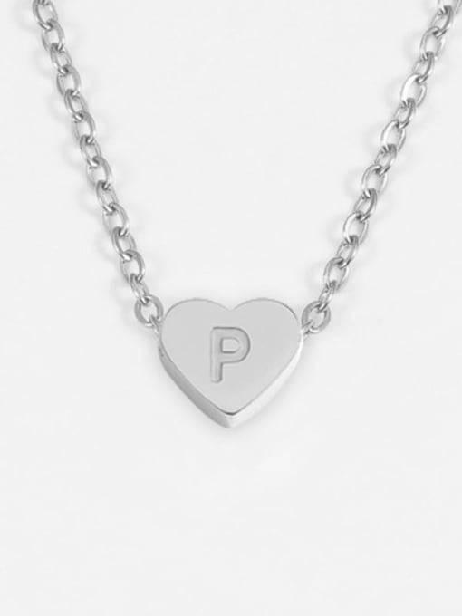 P steel color Stainless steel Letter Minimalist Necklace