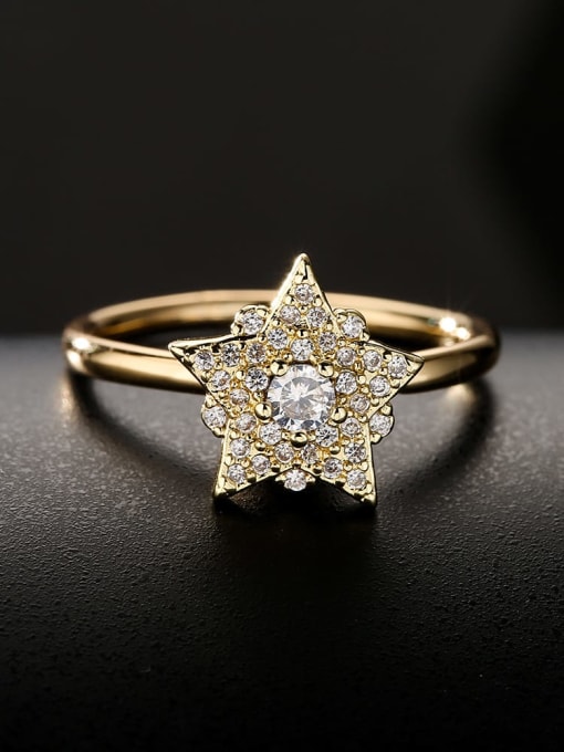 AOG Brass Cubic Zirconia Star Vintage Band Ring 1