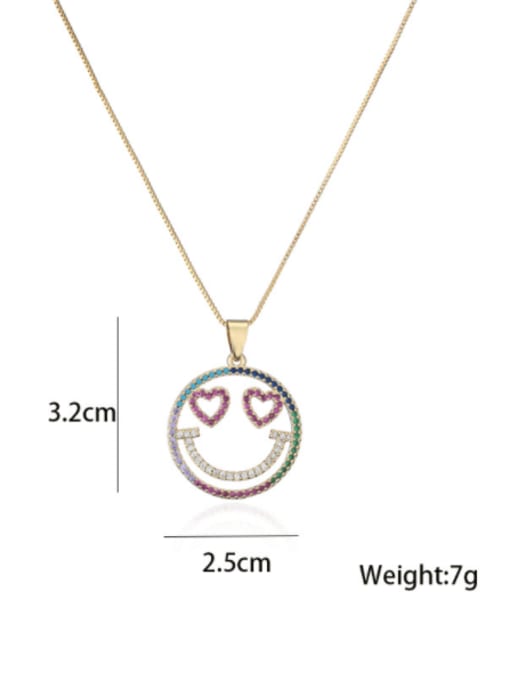 AOG Brass Cubic Zirconia  Trend Hollow Smiley Pendant Necklace 3