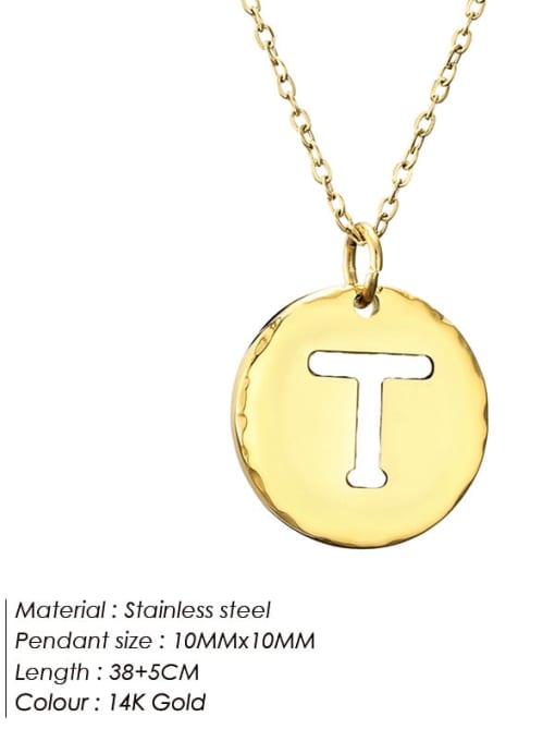 T 14 K gold Stainless steel Letter Minimalist Necklace