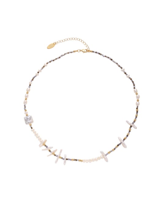 ACCA Brass Freshwater Pearl Irregular Vintage Necklace 0