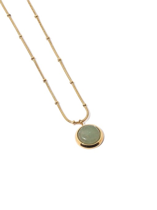 Green Dongling Brass Cats Eye Geometric Vintage Necklace