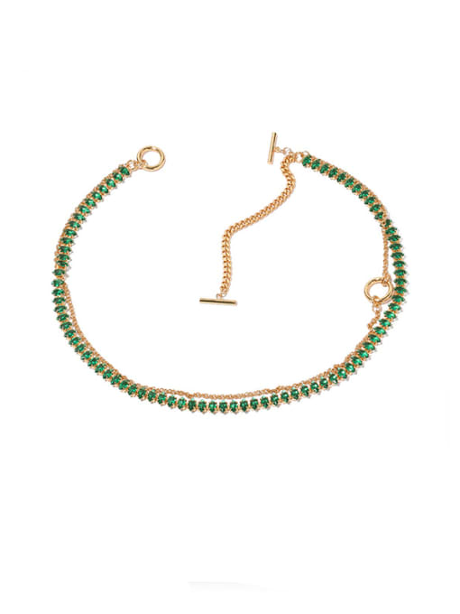 Zircon necklace diversified wear Brass Cubic Zirconia Geometric Minimalist Multi Strand Necklace