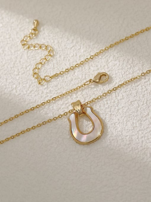 14k gold Brass Shell Geometric Minimalist Necklace