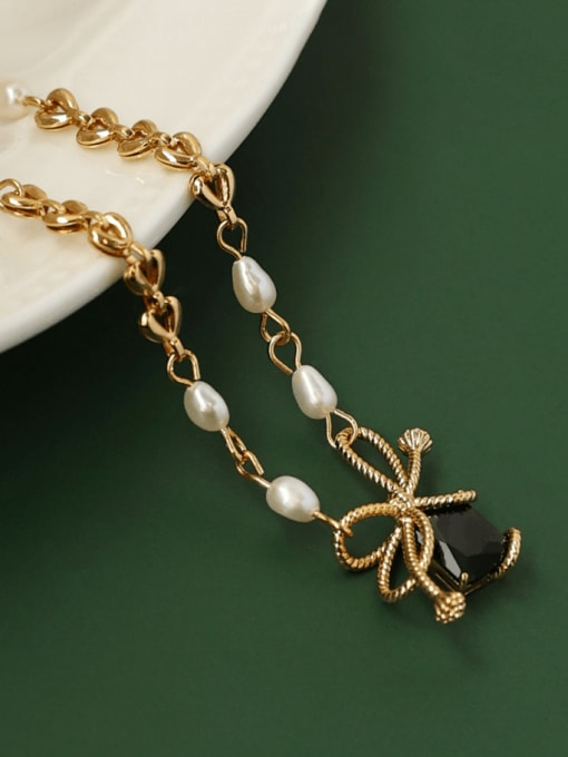 Five Color Brass Cubic Zirconia Heart Vintage Necklace 2