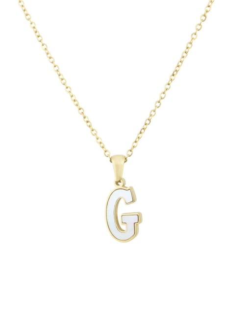 G Steinless steel shell minimalist 26 letter Pendant Necklace