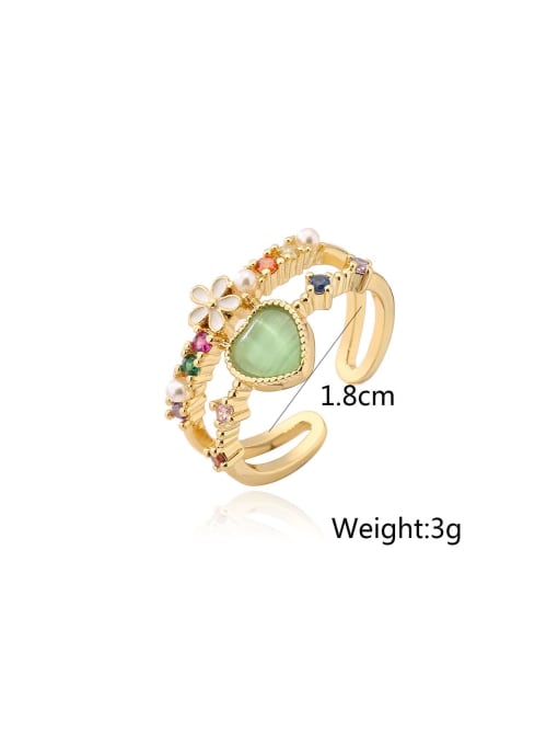 AOG Brass Cubic Zirconia Heart Dainty Band Ring 2