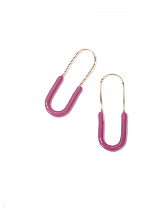 Purple oil Brass Enamel Geometric Pin Minimalist Hook Earring