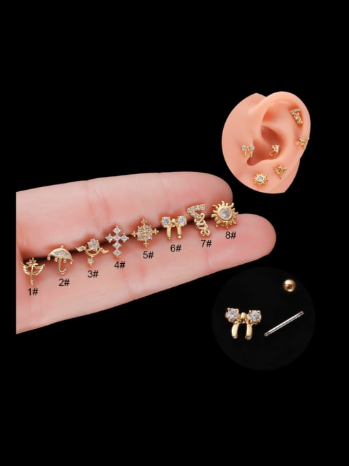 HISON Brass Cubic Zirconia Bowknot Cute Single Earring(Single Only One) 0